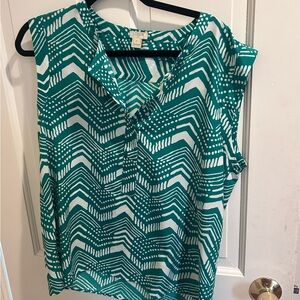 J. Crew Women's Green & White Patterned Sleeveless Top